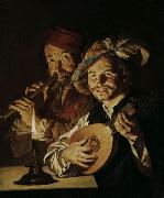 Matthias Stomer Lautenspieler und Flotenspieler oil painting